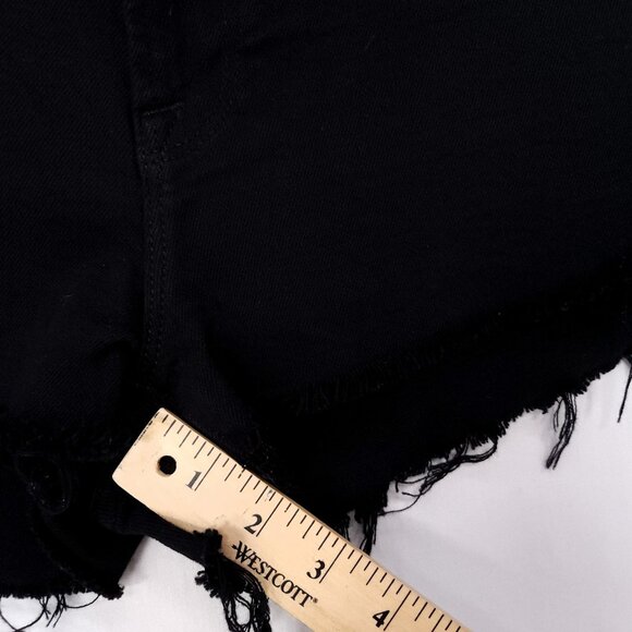 Frame Le Cut Off Shorts Women 26 Raw Hem Distressed Black Denim Ho Pants - Picture 8 of 10